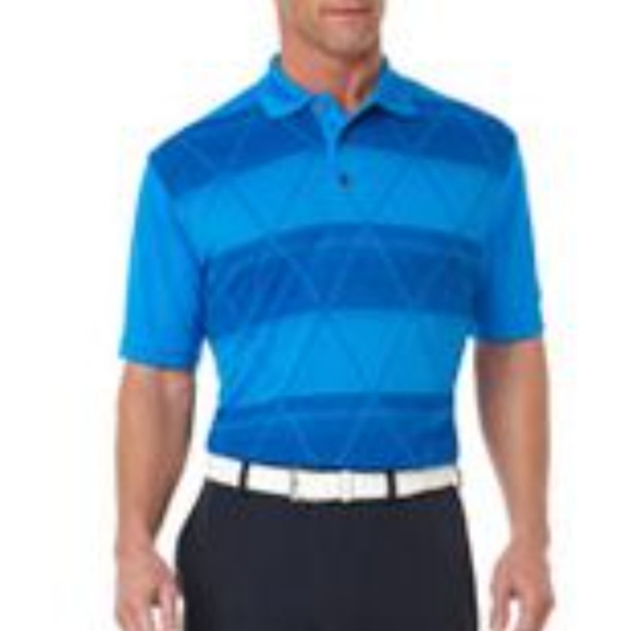 Ben Hogan Men's Royal Blue Striped Latice 3 Button Short Sleeve Polo Shirt Small - Picture 2 of 6